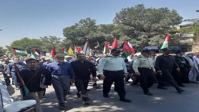 راهپیمایی نمازگزاران همدانی در محکومیت کشتار مردم فلسطین