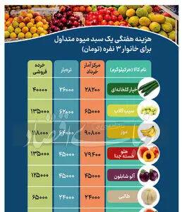 یک خانوار سه نفره در ماه چقدر میوه مصرف می کنند؟