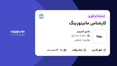 استخدام کارشناس مانیتورینگ - خانم در بادی اسپینر