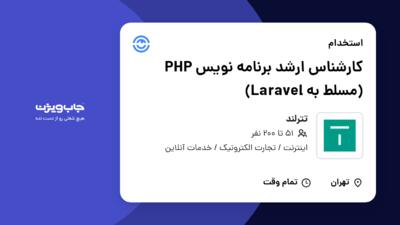 استخدام کارشناس ارشد برنامه نویس PHP (مسلط به Laravel) در تترلند