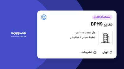 استخدام مدیر BPMS در سازمانی فعال در حوزه خطوط هوایی / هوانوردی