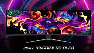 MSI از مانیتور غول پیکر 49 اینچی با پنل خمیده QD-OLED و رفرش‌ریت 240 هرتز رونمایی کرد