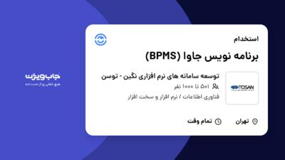 استخدام برنامه نویس جاوا (BPMS) در توسعه سامانه های نرم افزاری نگین - توسن