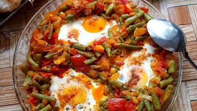 طرز تهیه نرگسی با لوبیا سبز ساده و رژیمی