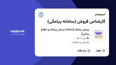 استخدام کارشناس فروش (سامانه پیامکی) - خانم در پیمان پیامک {سامانه ارسال پیامک و اطلاع رسانی}