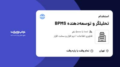 استخدام تحلیلگر و توسعه‌دهنده BPMS در سازمانی فعال در حوزه فناوری اطلاعات / نرم افزار و سخت افزار