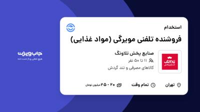 استخدام فروشنده تلفنی مویرگی (مواد غذایی) - خانم در صنایع پخش تلاونگ