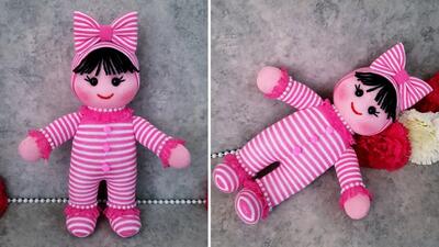 نحوه ساخت عروسک های دخترانه از جوراب