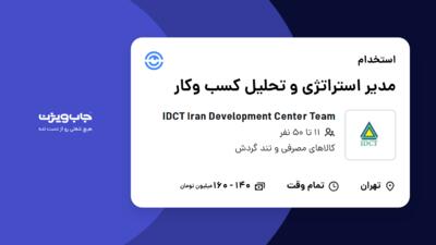 استخدام مدیر استراتژی و تحلیل کسب وکار در IDCT  Iran Development Center Team