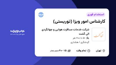 استخدام کارشناس امور ویزا (توریستی) در شرکت خدمات مسافرت هوایی و جهانگردی الی گشت