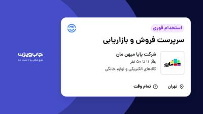 استخدام سرپرست فروش و بازاریابی در شرکت پایا میهن مان