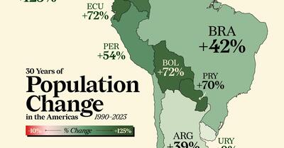 نگاهی به رشد جمعیت در قاره آمریکا از سال 1990 تا 2023 + نقشه