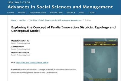 چاپ مقاله نوع‌شناسی و مدل مفهومی منطقه نوآوری پردیس در نشریه مطالعات اجتماعی لندن
