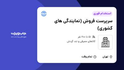 استخدام سرپرست فروش (نمایندگی های کشوری) در سازمانی فعال در حوزه کالاهای مصرفی و تند گردش