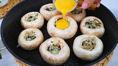 طرز تهیه قارچ شکم پر به روش جدید و رستورانی