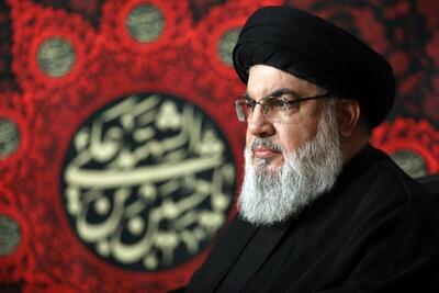 پخش سخنان شهید سیدحسن نصرالله در اجتماع مردم کرمانشاه