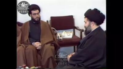 دیدار شهید سید حسن نصرالله با مرحوم یادگار امام حجت الاسلام و المسلمین حاج سید احمد خمینی