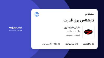 استخدام کارشناس برق قدرت - آقا در تابش تابلو شرق