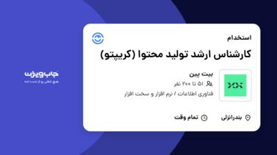 استخدام کارشناس ارشد تولید محتوا (کریپتو) در بیت پین