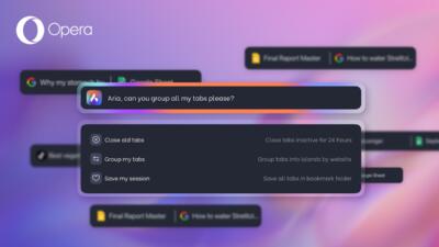 ویژگی جدید اپرا امکان مدیریت تب‌ها با دستورهای زبان طبیعی را فراهم می‌کند