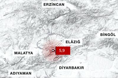 زلزله ۵.۹ ریشتری در شهر کاله استان مالاتیای ترکیه / گزارشی از خسارات ها و تلفات احتمالی منتشر نشده است (فیلم)