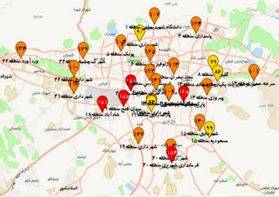 ۱۸ نقطه تهران در وضعیت هشدار/ نقشه را ببینید