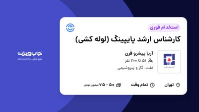 استخدام کارشناس ارشد پایپینگ (لوله کشی) در آریا پیشرو قرن