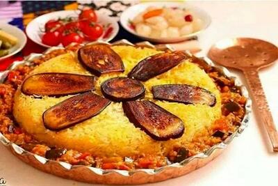 طرز تهیه پلو مسمای بادمجان