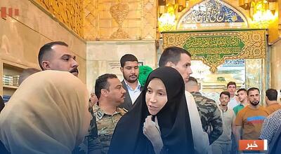 ببینید | سفیر اسپانیا با چادر در حرم امام حسین(ع)