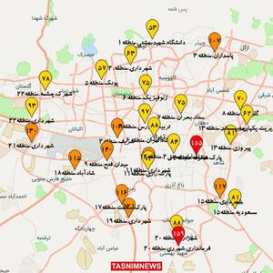 هوای تهران در آستانه آلودگی / کدام مناطق در وضعیت قرمز قرار دارند؟ + نقشه