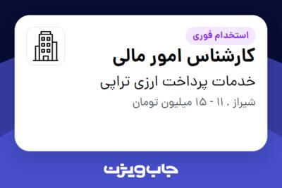 استخدام کارشناس امور مالی در خدمات پرداخت ارزی تراپی