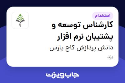 استخدام کارشناس توسعه و پشتیبان نرم افزار در دانش پردازش کاج پارس