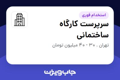 استخدام سرپرست کارگاه ساختمانی - آقا در سازمانی فعال در حوزه نفت، گاز و پتروشیمی