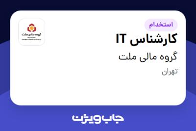 استخدام کارشناس IT در گروه مالی ملت