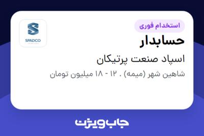 استخدام حسابدار - خانم در اسپاد صنعت پرتیکان