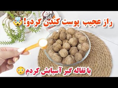 ترفند پوست کندن گردو / با این راز آسان مغز درسته ی گردو داشته باشید