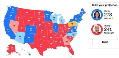 عکس/ پیش‌بینی خبرساز CNN از نتیجه انتخابات آمریکا | اقتصاد24