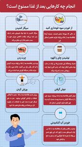 اینفوگرافی/ انجام چه کار‌هایی بعد از غذا ممنوع است؟ | اقتصاد24