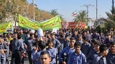 شکوه راهپیمایی ۱۳ آبان در بافق+عکس و فیلم