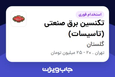 استخدام تکنسین برق صنعتی (تاسیسات) - آقا در گلستان