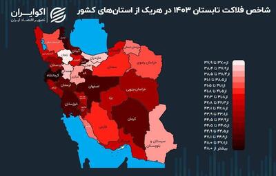 اینفوگرافی/ شاخص فلاکت استان‌ها در تابستان سال ۱۴۰۳ | اقتصاد24