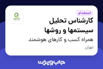 استخدام کارشناس تحلیل سیستمها و روشها در همراه کسب و کارهای هوشمند