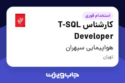 استخدام کارشناس T-SQL Developer در هواپیمایی سپهران