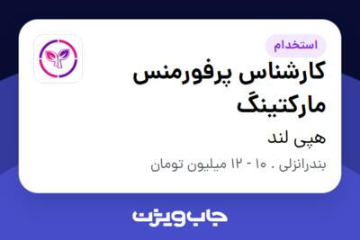 استخدام کارشناس پرفورمنس مارکتینگ در هپی لند