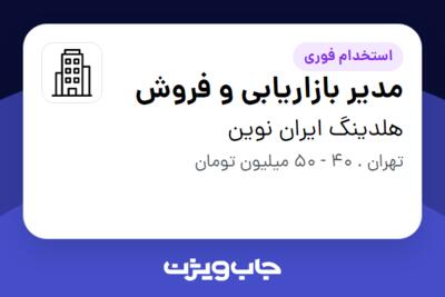 استخدام مدیر بازاریابی و فروش در هلدینگ ایران نوین