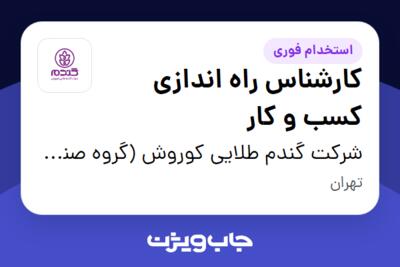 استخدام کارشناس راه اندازی کسب و کار در شرکت گندم طلایی کوروش (گروه صنعتی گلرنگ)