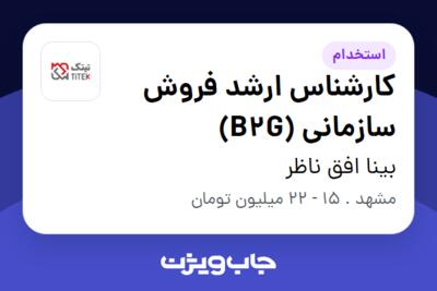 استخدام کارشناس ارشد فروش سازمانی (B2G) در بینا افق ناظر