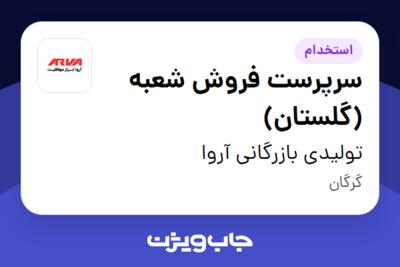 استخدام سرپرست فروش شعبه (گلستان) در تولیدی بازرگانی آروا