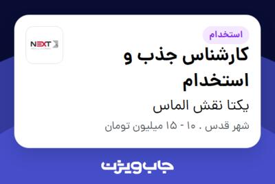 استخدام کارشناس جذب و استخدام - خانم در یکتا نقش الماس
