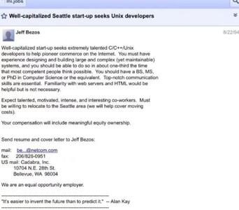 عکس/ سال ۱۹۹۴؛ انتشار اولین آگهی شغلی جف بزوس در آمازون